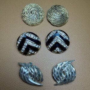 Vintage Clip-On Earring Bundle - Set of 3 Pairs